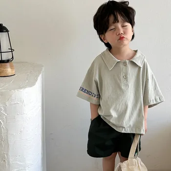 Комплект детской одежды Весна-лето Для мальчиков и девочек, свободные хлопковые шорты 2023 года, новые модные повседневные детские шорты с короткими рукавами в корейском стиле
