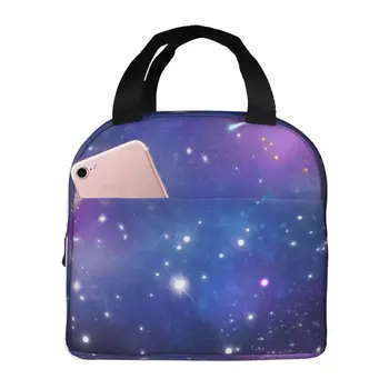 Сумка-холодильник для ланча Galaxy Со звездами, Термоизолированная Сумка для пикника, переносной ланч-бокс на плечо, сумка-тоут