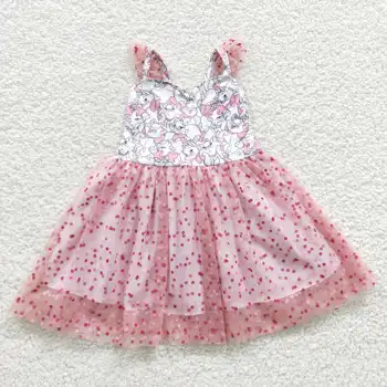 GSD0360 Летняя Одежда для маленьких девочек С развевающимися рукавами и принтом Кота Из Молочного шелка Детские модные платья