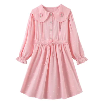 Детская одежда, платье для девочек 2023, весенний модный костюм для подростков с милым принтом, осенние платья от 5 до 15 лет