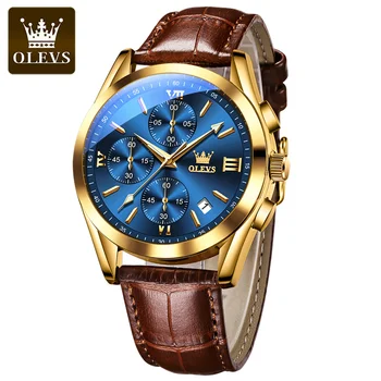 Роскошные мужские часы OLEVS, многофункциональные мужские часы для отдыха, деловой моды, водонепроницаемые светящиеся спортивные кварцевые наручные часы