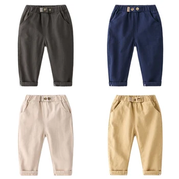 Детские повседневные брюки от 18 М до 7 лет, осенняя одежда для мальчиков, весенние хлопковые удобные брюки со средней талией