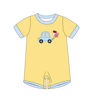 Детский комбинезон с изображением мультяшной машинки, детская одежда, летний комплект для маленьких мальчиков, бутик одежды для младенцев