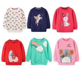 Радужные толстовки с рисунком единорога, кролика, животных, толстовки с героями мультфильмов для девочек, одежда для маленьких девочек, детские пуловеры, детские толстовки 2-8 лет