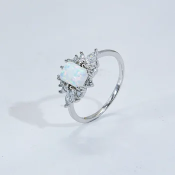 Мода 2023 Года Серебряное кольцо S925 с квадратным камнем, Маленькое Свежее кольцо, Европейское и американское Простое Австралийское кольцо с драгоценным камнем