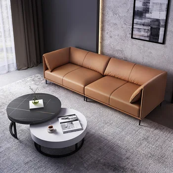 L-образный или пряморядный Минималистичный Современный кожаный диван, итальянский Легкий Роскошный Маленький диван для гостиной