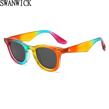 Swanwick UV400 квадратные солнцезащитные очки для мужчин летний стиль поляризованные солнцезащитные очки для женщин красочные синие зеленые 2023 высокое качество