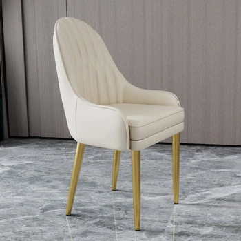 Кожаные обеденные стулья из белого золота, Дизайнерское кресло для спальни, Металлические обеденные стулья, Напольные Скандинавские шезлонги, Столовые наборы