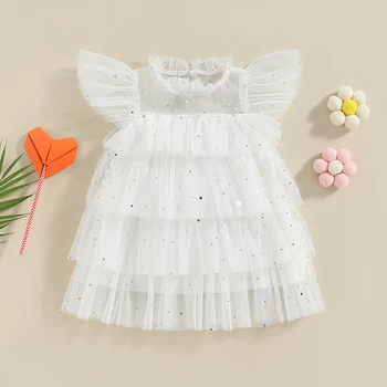 Платья для маленьких девочек от 1 до 4 лет, день рождения, свадебная вечеринка, платье принцессы, детское белое праздничное платье для крещения, платье для девочек