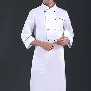 Популярная мужская женская однотонная куртка для пекарни и общественного питания без статики для кофейни, унисекс, куртка шеф-повара, топ шеф-повара