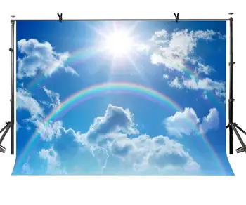 радужный фон размером 7x5 футов Голубое небо облака Радужный фон для фотосъемки природы и реквизит для студийной фотосъемки