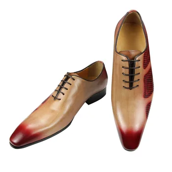 Официальная обувь для мужчин, высококачественная дизайнерская обувь из натуральной кожи, мужская обувь на шнуровке, свадебное платье Sapato Oxford, смешанный цвет для взрослых