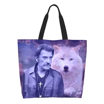 Johnny Hallyday, сумки для покупок, сумки для покупок, сумки для французской певицы рок-музыки, холщовая сумка для покупок, сумки большой емкости