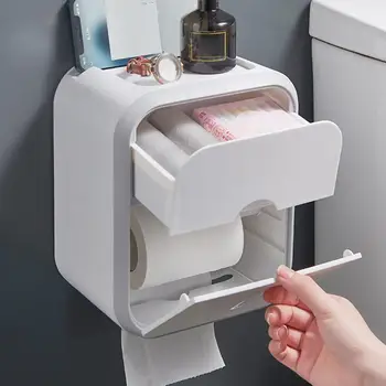 Органайзер для туалетной бумаги в ванной, водонепроницаемый, большой емкости, пылезащитный, без перфорации, настенный ящик для хранения рулонной бумаги, товары для дома