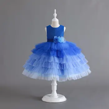 2023 Детская одежда из градиентной пышной пряжи детское платье платье принцессы Цветы для девочек Свадебное платье Нарядный костюм