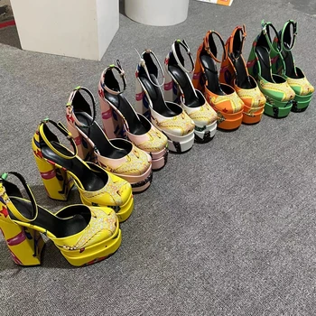 Женская обувь на платформе и Очень Высоком каблуке С ремешком на щиколотке, Весенне-Летняя Обувь Для Вечеринок, Новые Пикантные Туфли-лодочки, Подиумные Сандалии Feninina 2022
