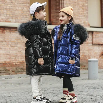 Зимние куртки для девочек, теплые пальто на белом утином пуху для мальчиков-подростков, парки, Модная Детская верхняя одежда с капюшоном, одежда 5-12 XMP170