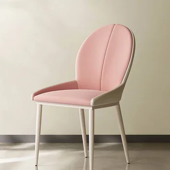 Светло-роскошный Розовый Металлический обеденный стул для гостиной, кухни, офиса, обеденный стул для девочек, современные дизайнерские шезлонги для украшения