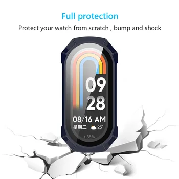 Защитный чехол-бампер от падения, противоударное стекло, защитная пленка для экрана, аксессуары для Xiaomi Mi Band 8 Smart Band