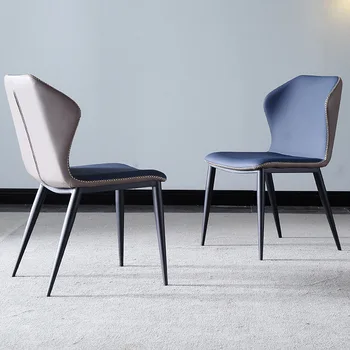 Роскошный кожаный обеденный стул для кухни в скандинавском стиле, простой железный стул, Современный минималистичный офисный стул со спинкой для отдыха