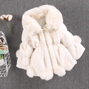 2021 г. Пальто из искусственного меха для маленьких девочек Зимняя Рождественская куртка с длинными рукавами для девочек Теплая Детская Зимняя куртка для девочек Верхняя одежда