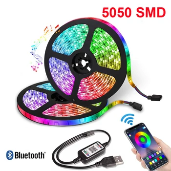 Bluetooth RGB светодиодная лента SMD 5050 1/2/5/10 м Диодная лента Гибкая светодиодная лента Освещение комнаты Декор USB 5 В подсветка телевизора