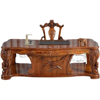 Изготовленный по индивидуальному заказу Чайный столик с резьбой в виде слона из массива дерева, Роскошный Выставочный стол-стул для картин, Комплект мебели