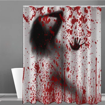 Ванная комната, Страшные 3D ужасы, Кровавые брызги, Украшение на Хэллоуин, Водонепроницаемая, защищенная от плесени занавеска для душа, ширма для ванны в стиле ар-деко