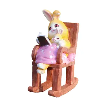 Статуэтка Кролика для родителей и детей, скульптура кроликов из смолы для столовой, настольного декора на открытом воздухе, настольного украшения для рабочего стола