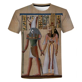 Новый летний стиль, мужская футболка с 3D принтом, уличный рисунок Фараона, короткий рукав, свободный Плюс размер, повседневная Красивая винтажная футболка