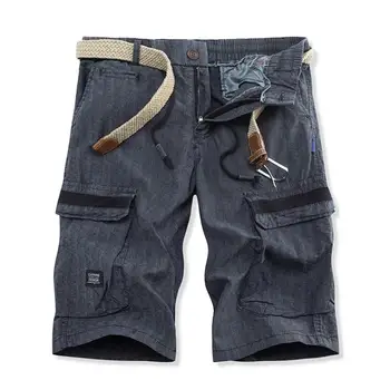 Мужские шорты-карго, летние повседневные шорты для инструментов, высококачественные мужские летние военные брюки с несколькими карманами, свободные брюки-карго без ремней 40
