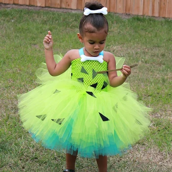 Милое зеленое треугольное платье-пачка для девочек, детское вязаное крючком платье с тюлевым ремешком, бальное платье, детские платья для костюмированной вечеринки на Хэллоуин