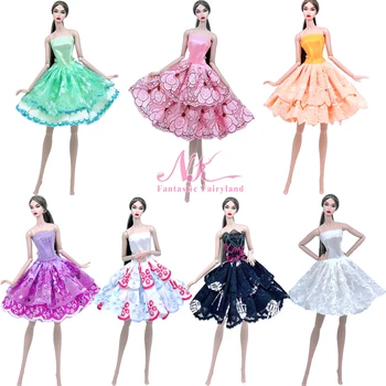 NK 1 комплект Свадебной одежды принцессы на выбор, модное вечернее платье, дизайн верха для аксессуаров куклы Барби, Подарочная игрушка для девочек JJ