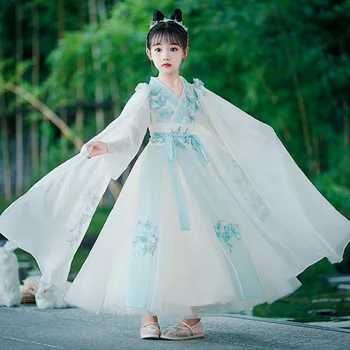 Китайский стиль Hanfu/ Детские Народные костюмы для косплея, кружевное платье для маленьких девочек, Традиционное платье принцессы для девочек, Сказочное танцевальное платье