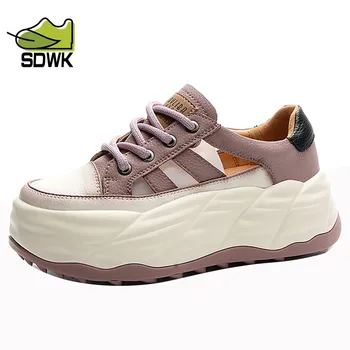 SDWK, женская обувь на высокой платформе, массивные кроссовки, сетчатые повседневные женские кроссовки из натуральной кожи, женские модные кроссовки на плоской подошве на толстой подошве.