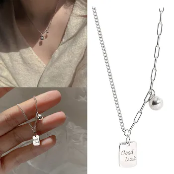 Асимметричное брендовое ожерелье Luck Square, женственная Легкая роскошная передача Goodluck, Простые элегантные ожерелья, ожерелье с подвеской E.