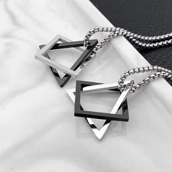2023 Новое Ожерелье для Женщин Мужчин, Геометрическое Переплетающееся Квадратное Треугольное Ожерелье, Современные Модные Геометрические Штабелирующие Ожерелья