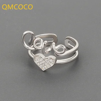 QMCOCO Серебряные Кольца для женщин, новые Модные Элегантные Винтажные украшения из бечевки в форме сердца для панк-вечеринок, ювелирные изделия для женщин, подарки для женщин