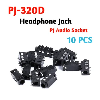 10 шт./лот 3,5 мм Разъем для наушников PJ-320D Аудиоразъем 4 Pin SMD SMT MP3 Аксессуары PJ320D
