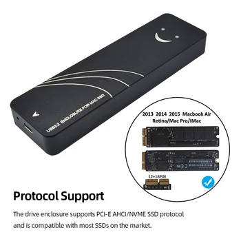  Корпус твердотельного накопителя USB C 3.2 Gen2 для Apple SSD Case Адаптер протокола PCI-E AHCI /NVME для MacBook Air /Pro2013-2017