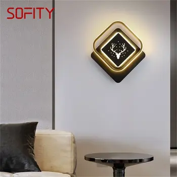 Настенный светильник SOFITY, бра, лампа с современным креативным дизайном в виде головы оленя, светодиод для внутренней спальни, гостиной