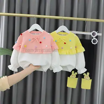 Комплект одежды Для маленьких девочек, осенняя милая детская одежда, детский костюм, свитер