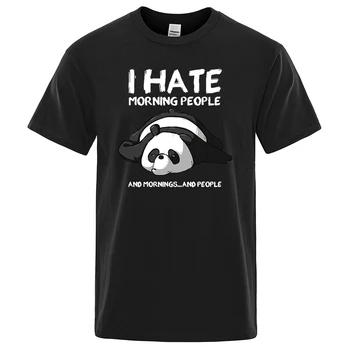 Забавная маленькая панда, я ненавижу утренних людей, принты, мужская винтажная одежда с коротким рукавом, Летние дышащие мужские хлопковые футболки