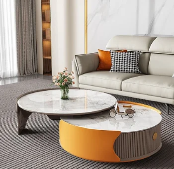 Легкий Роскошный чайный столик, Современный Простой дизайнер для гостиной, Креативный Круглый чайный столик домашнего размера