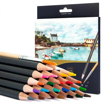 24 Профессиональных масляных цветных Карандаша Набор Акварельных Карандашей для рисования с сумкой для хранения Цветные Карандаши для детей