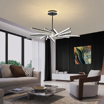 Скандинавская креативная простая люстра современная гостиная спальня столовая черная люстра индивидуальность домашние теплые лампы для кабинета