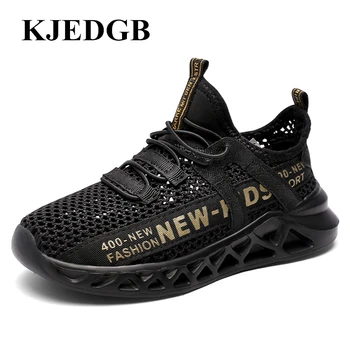 Детская обувь KJEDGB, повседневная сетчатая дышащая легкая обувь для мальчиков, Спортивная обувь для бега на открытом воздухе, детская обувь, кроссовки для девочек, красный, черный