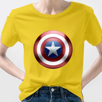 Футболка Marvel Капитан Америка Щит Мстители Женская футболка для начинающих Оверсайз Повседневная Городская Испания Летняя женская футболка Женская