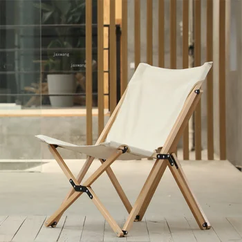 Скандинавские деревянные Одноместные складные стулья для квартиры, Переносной шезлонг для кафе, кресло для отдыха на балконе, пляжный стул для кемпинга на открытом воздухе