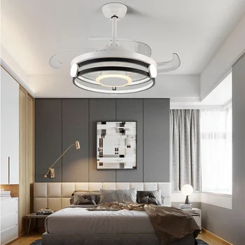 Потолочный вентилятор Светодиодный подвесной светильник, люстра для столовой и гостиной с выдвижной встроенной простой современный